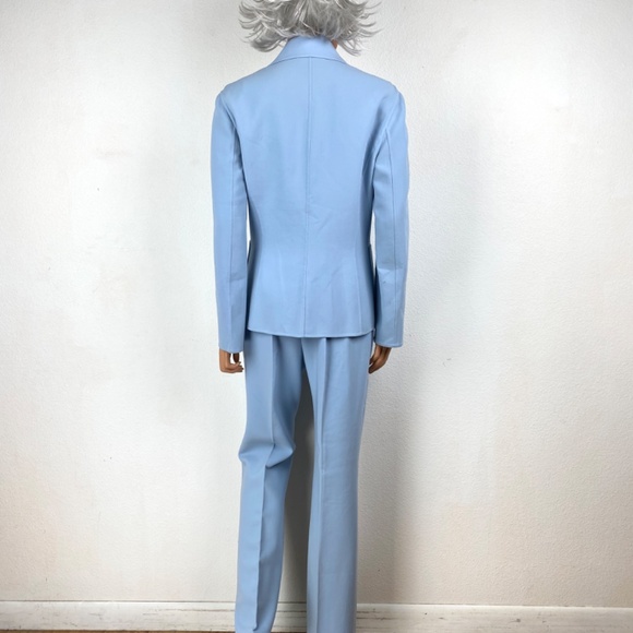 Celine Lite Blue Wool 2-Piece Suit Set Blazer Size 40 France USA 8 Lightweight - Picture 6 of 11